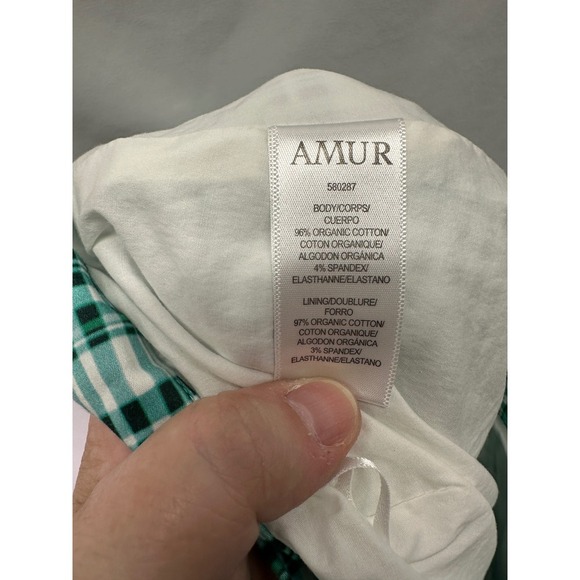 Amur Pippie Plaid Asymmetrical Ruffle Skirt Green Tiered Size 4 - Picture 5 of 8